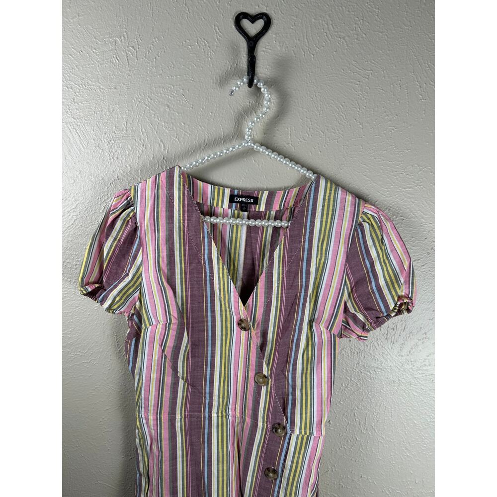 Express Size Small Dress Lightweight Cotton Preppy Spring Colorful Stripe Summer - Picture 2 of 9